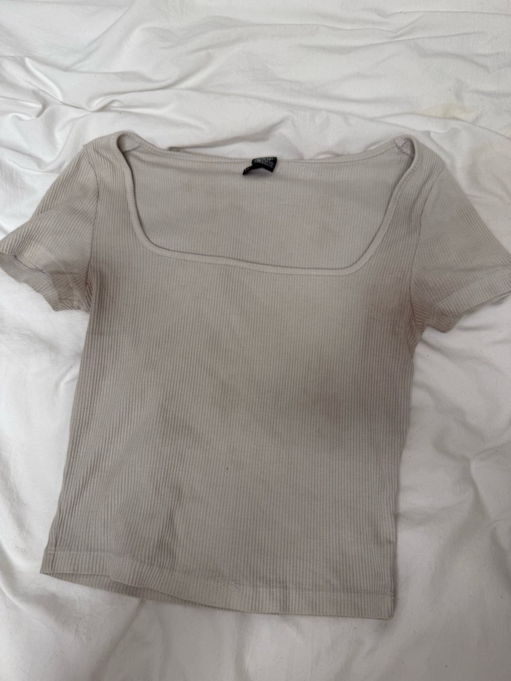 Square Neck Ribbed Women’s Top - White